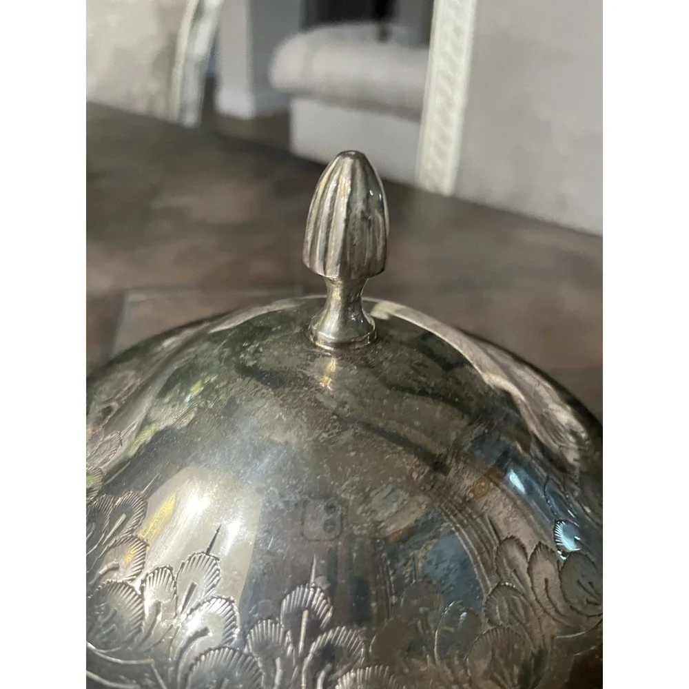 Vtg International Silver Co Silver Plated Covered Biscuit Barrel Tea Caddy